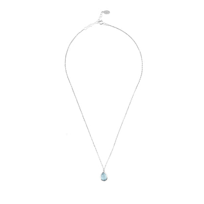 Pisa Mini Teardrop Necklace Silver Blue Topaz