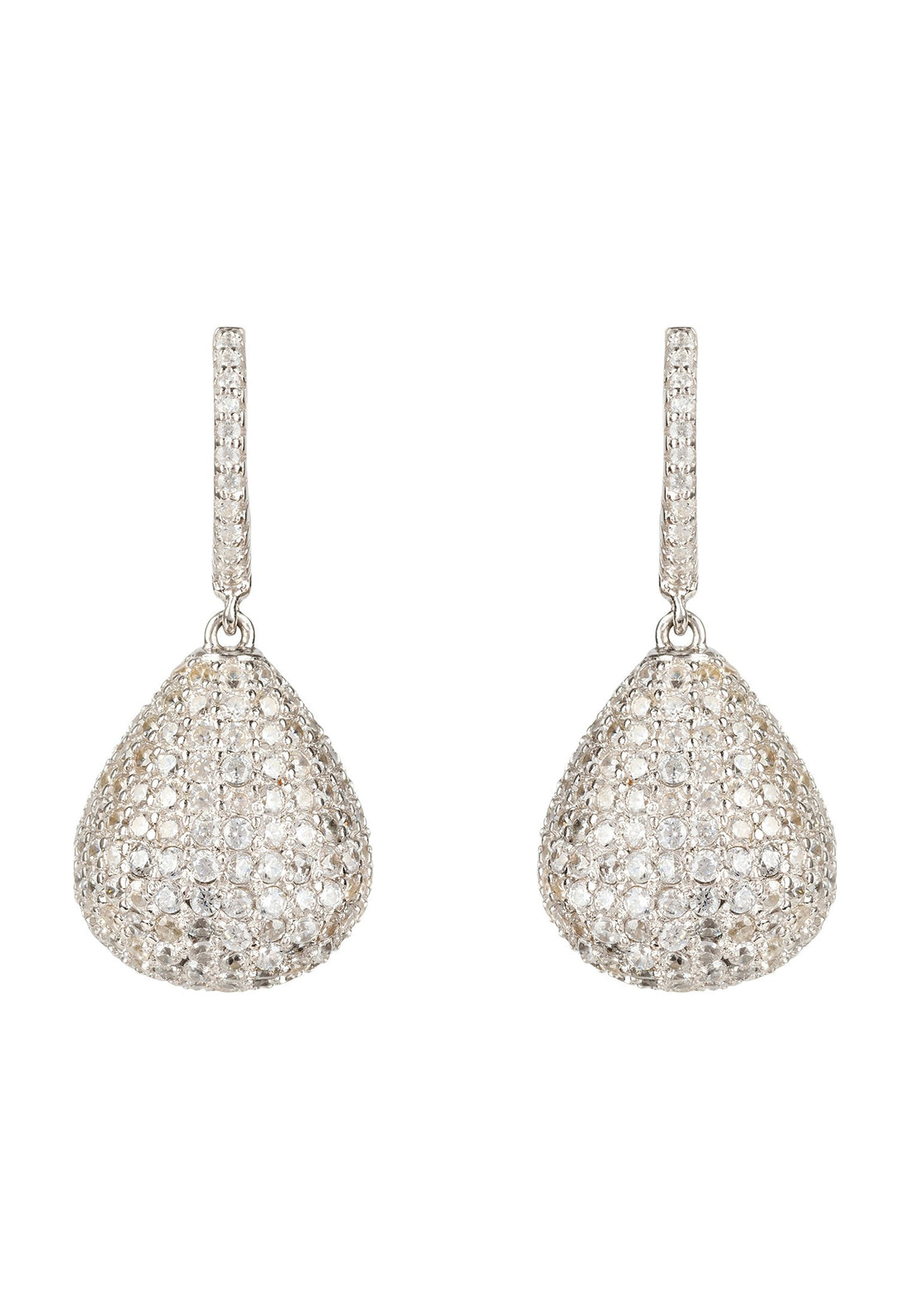 Valerie Pear Drop Gemstone Earrings Silver White Cz