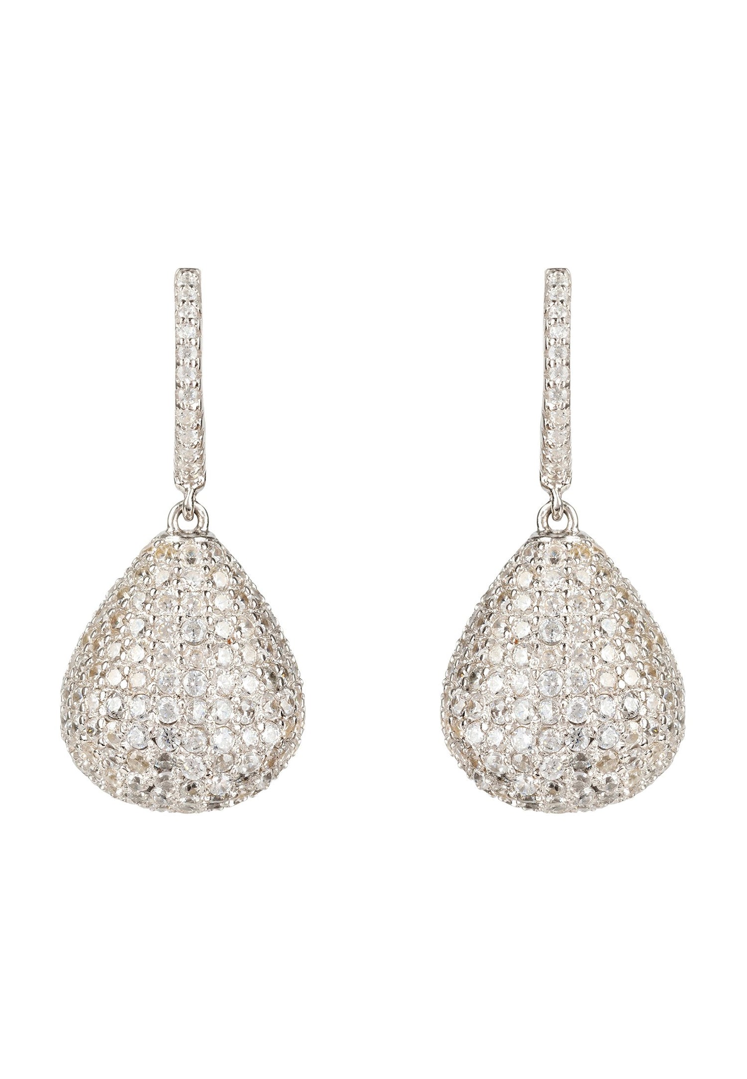 Valerie Pear Drop Gemstone Earrings Silver White Cz