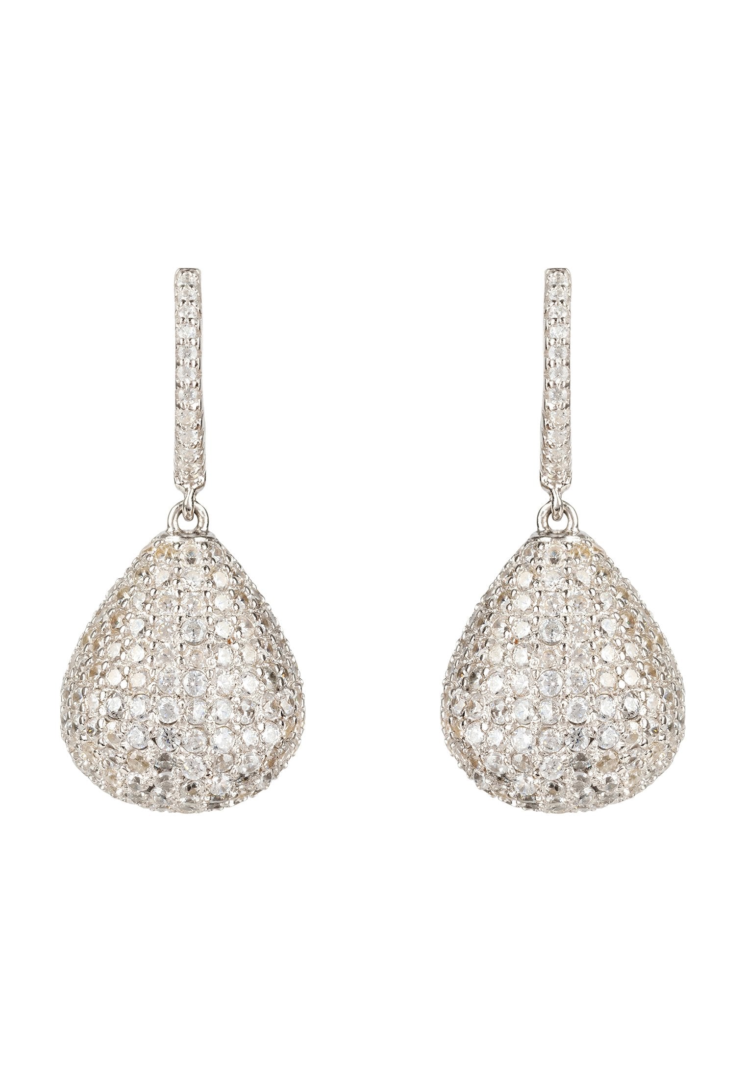 Valerie Pear Drop Gemstone Earrings Silver White Cz