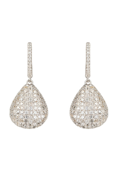 Valerie Pear Drop Gemstone Earrings Silver White Cz