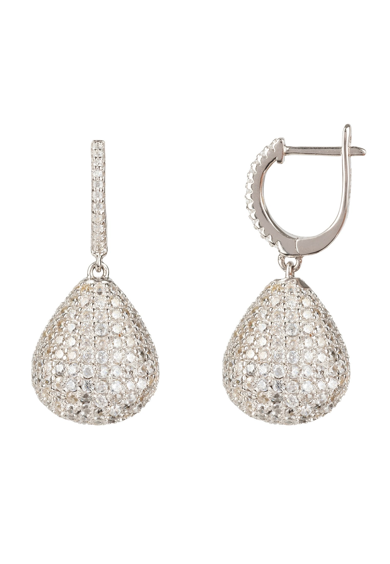 Valerie Pear Drop Gemstone Earrings Silver White Cz