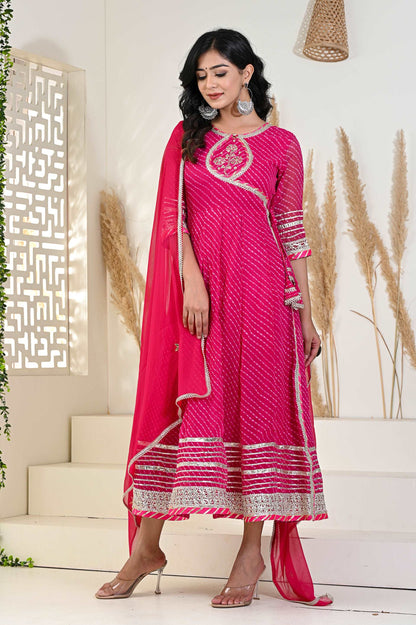 Pink Mothda/Lahariya Angrakha Kurti