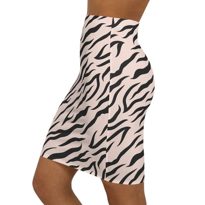 Womens Mini Skirt, High Waisted, Pink Zebra Style Pencil Skirt