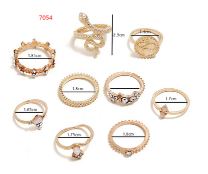 Tocona 15 Pcs/set Boho Virgin Mary Gold Rings for Women Heart Fatima Hands Anillos Cross Leaf Geometric Kольцо Jewelry 7056