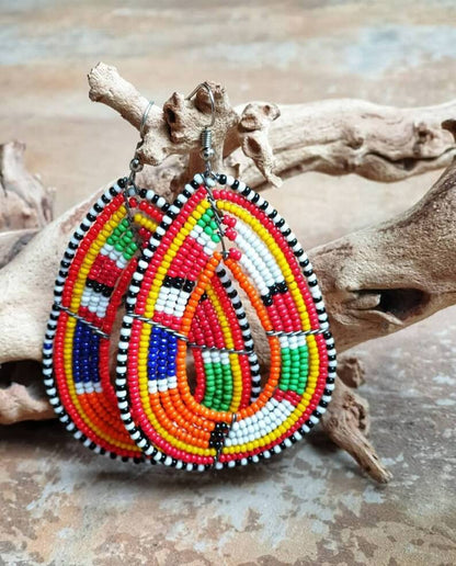 African handmade maasai beaded earrings, traditional Earrings