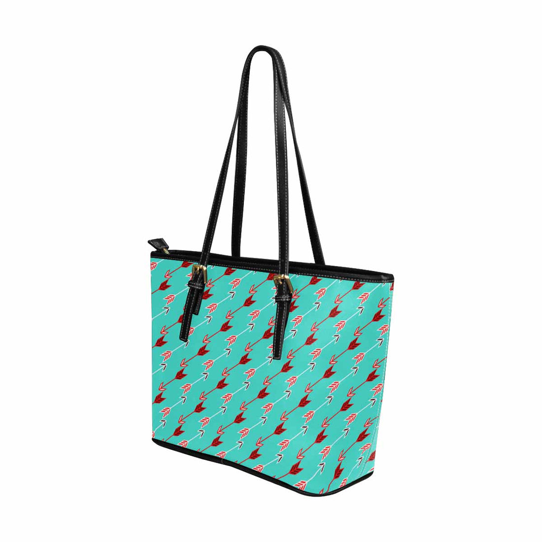 Large Leather Tote Shoulder Bag - Bohemian Pattern Illustration