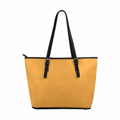 Large Leather Tote Shoulder Bag - Yellow Orange