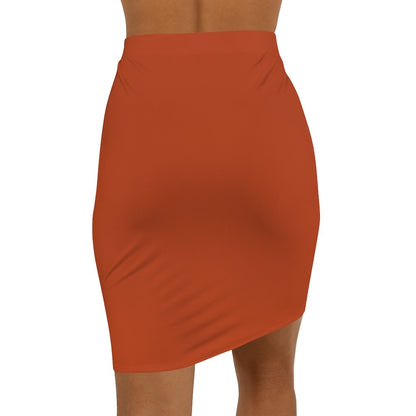 Womens Pencil Skirt, Rust Stretch Mini