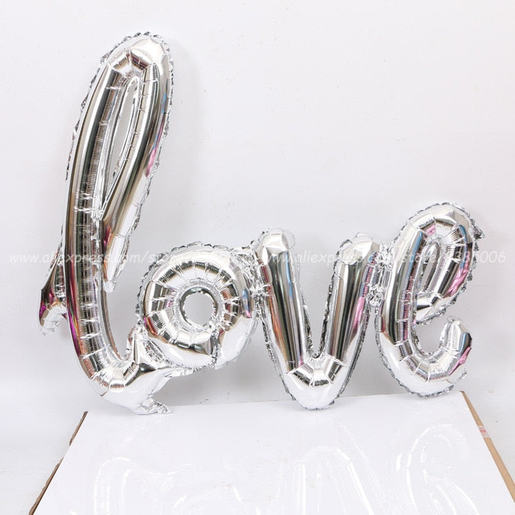 Ligatures Love Letter Foil Balloon Anniversary Wedding Valentines Birthday Party Decoration Champagne Cup Photo Props