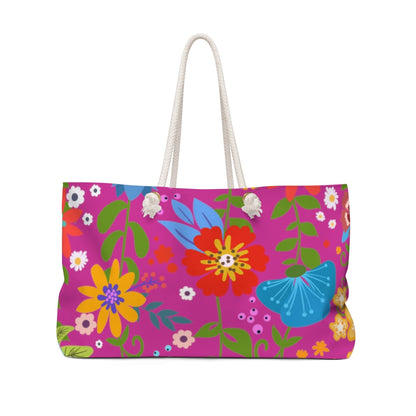 Weekender Tote Bag, Floral Print - Pink