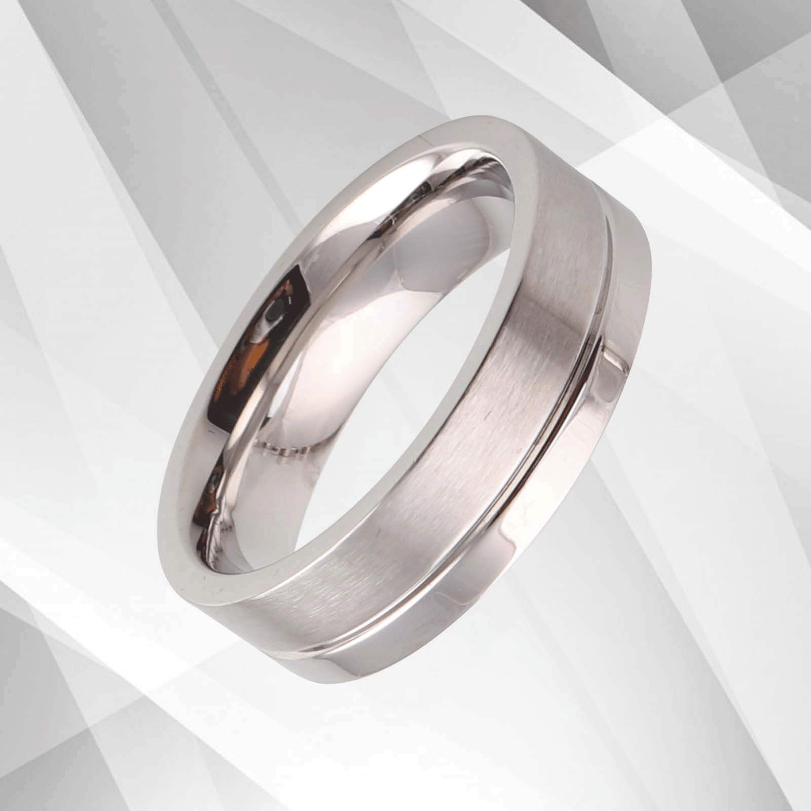 Men’s Sleek Flat Shape Cobalt Wedding Engagement Band Ring 18Ct White