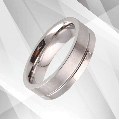 Men’s Sleek Flat Shape Cobalt Wedding Engagement Band Ring 18Ct White