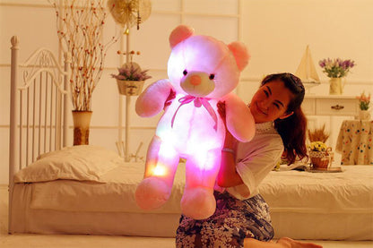 Creatieve oplichtende LED-teddybeer knuffels knuffel kleurrijk gloeiend kerstcadeau voor kinderkussen