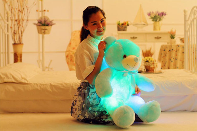 Creatieve oplichtende LED-teddybeer knuffels knuffel kleurrijk gloeiend kerstcadeau voor kinderkussen