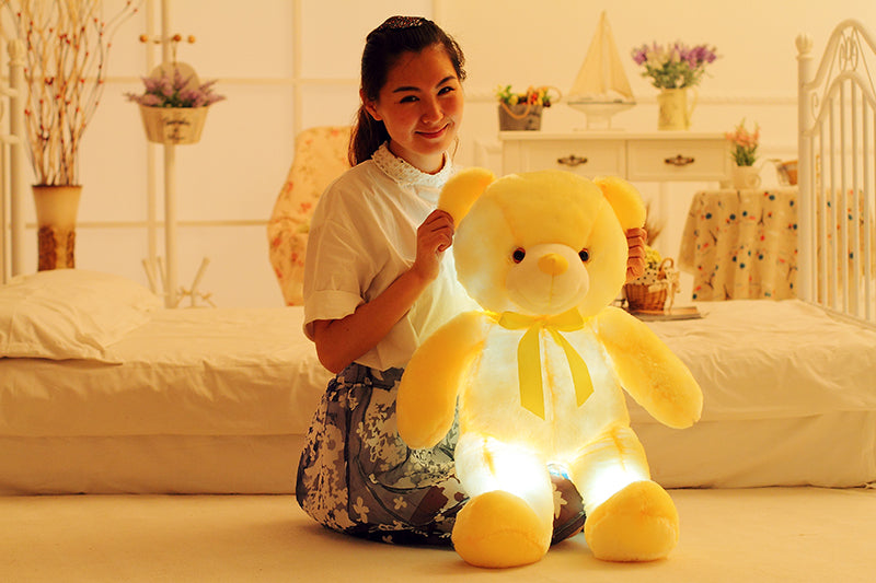 Creatieve oplichtende LED-teddybeer knuffels knuffel kleurrijk gloeiend kerstcadeau voor kinderkussen