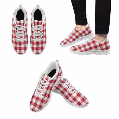 Sneakers For Men,   Buffalo Plaid Red And White - Running Shoes Dg863