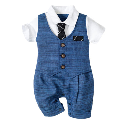 Zomer nieuwe babyjongen jumpsuit jongens gentleman baby kinderkleding