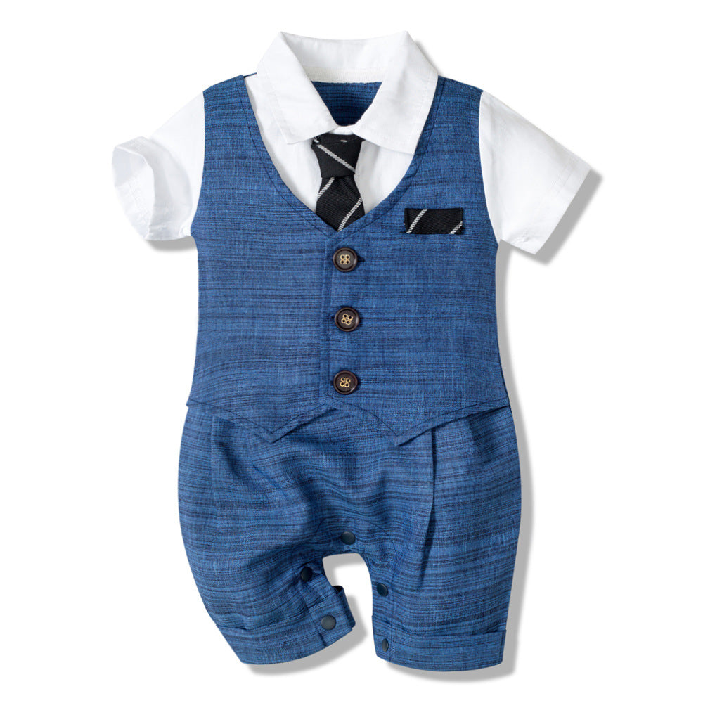 Zomer nieuwe babyjongen jumpsuit jongens gentleman baby kinderkleding