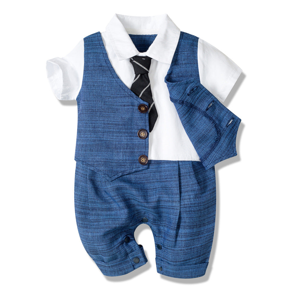 Zomer nieuwe babyjongen jumpsuit jongens gentleman baby kinderkleding