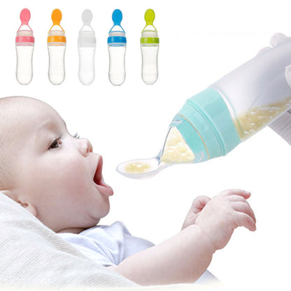 Veilige pasgeboren babyvoedingsfles Peuter siliconen knijpvoedingslepel Melkfles Babytraining Feeder Voedingssupplement