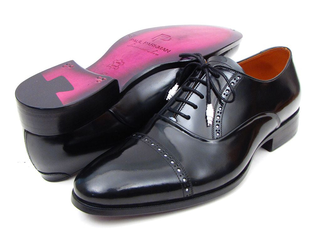 Paul Parkman Captoe Oxfords Black Dress Shoes (ID