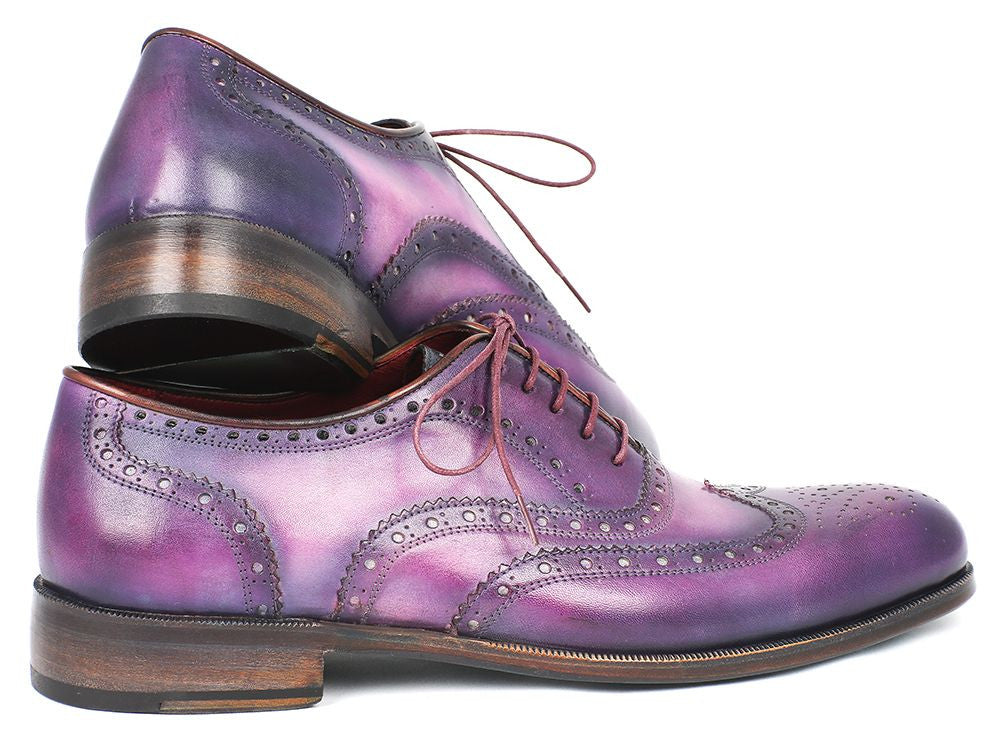 Paul Parkman Wingtip Oxfords Purple &amp; Navy Handpainted Calfskin