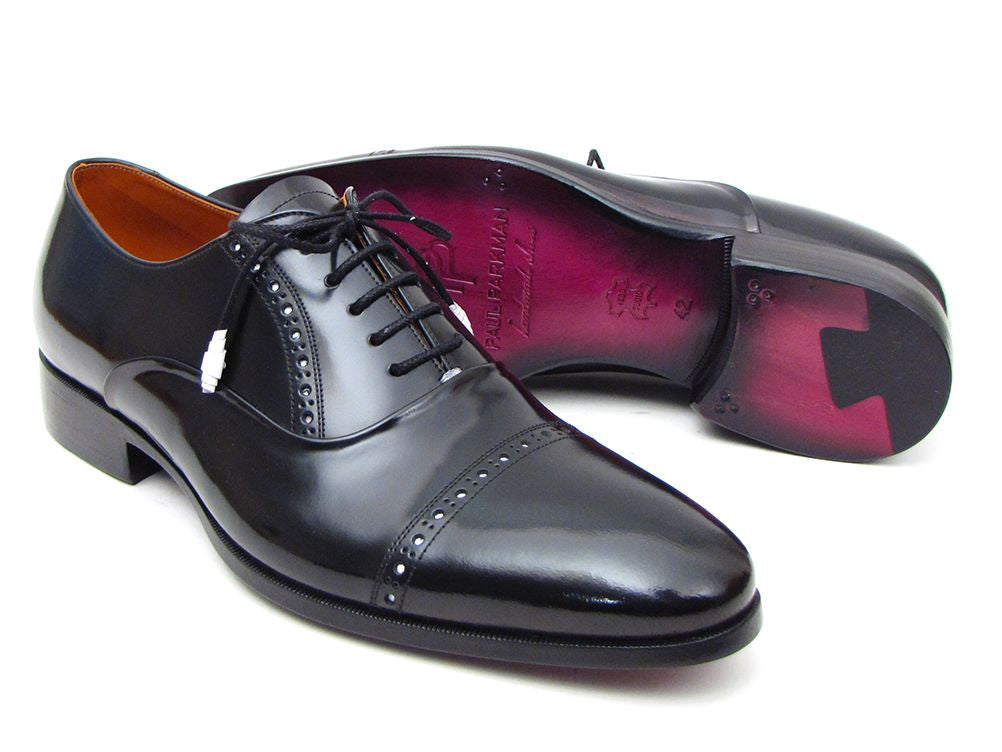 Paul Parkman Captoe Oxfords Black Dress Shoes (ID