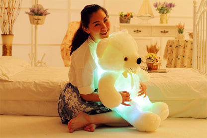 Creatieve oplichtende LED-teddybeer knuffels knuffel kleurrijk gloeiend kerstcadeau voor kinderkussen