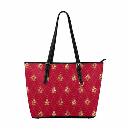 Large Leather Tote Shoulder Bag -  Red