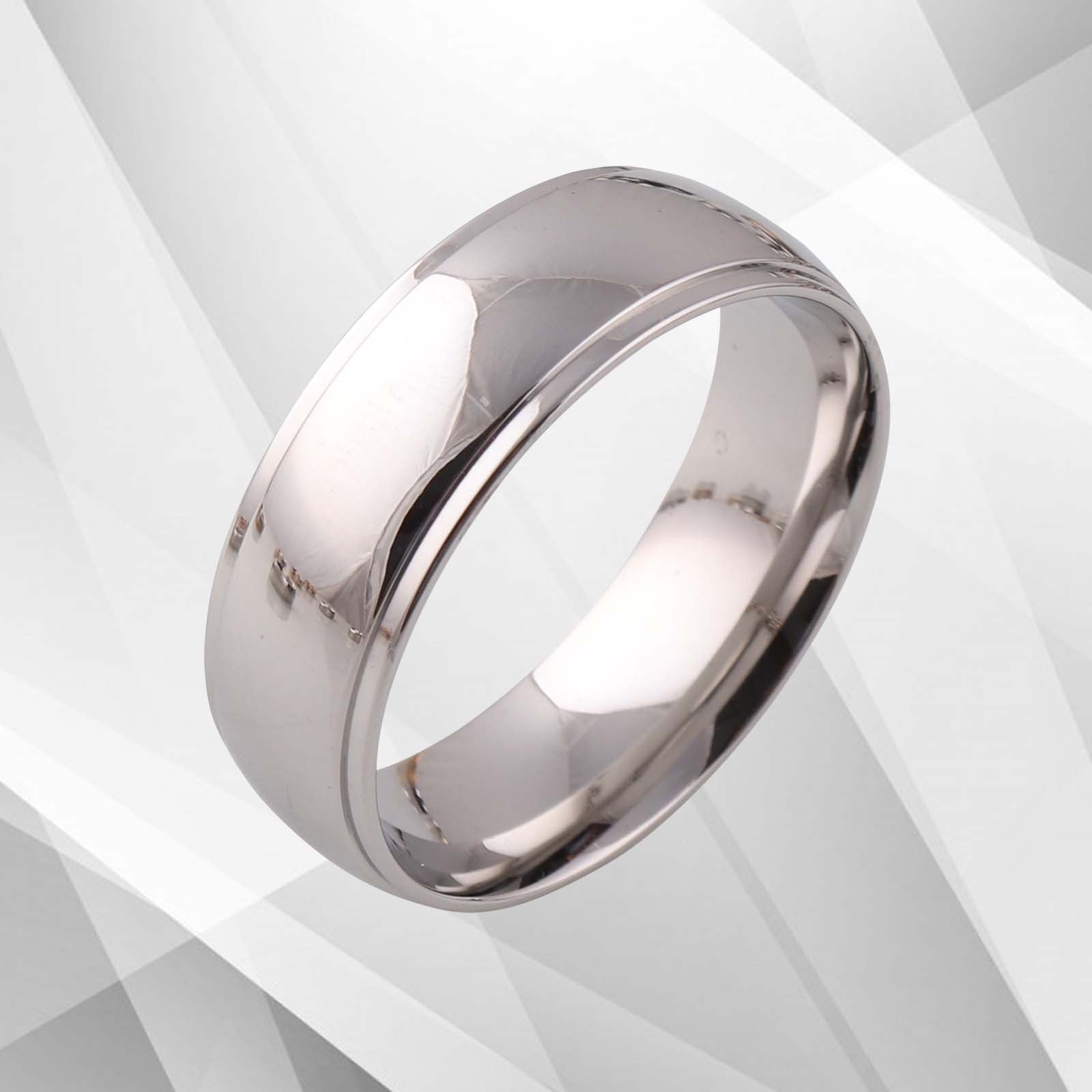 Gents Mens Sparkling 18Ct White Gold Over Titanium Wedding Engagement