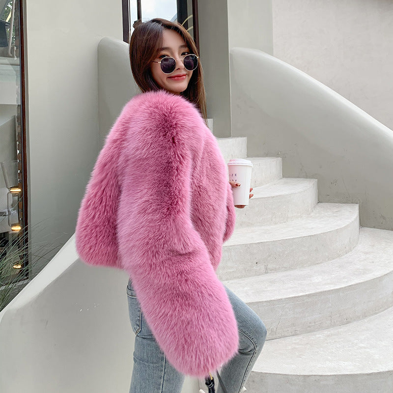 New Whole Skin Fox Fur Coat Female