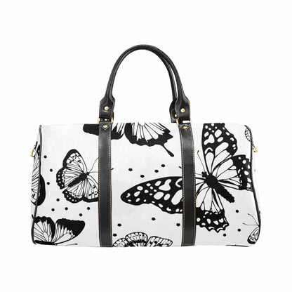 Travel Bag, White And Black Butterfly Print