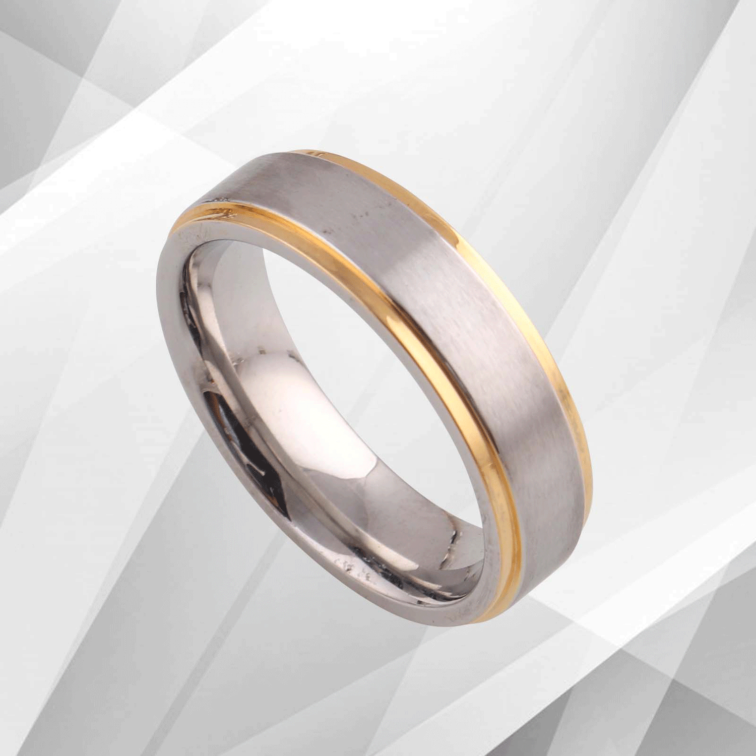 6mm Mens Gents Titanium Engagement Wedding Ring 18Ct Yellow &amp; White