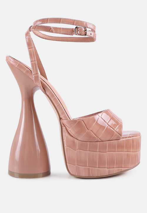 drop dead patent croc ultra high platform sandals