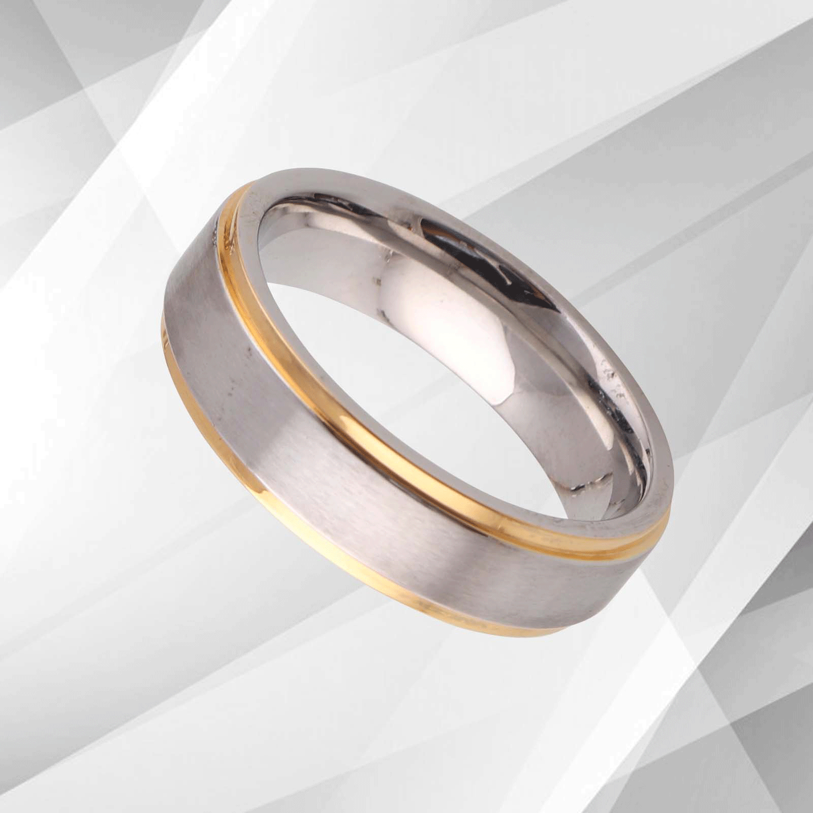 6mm Mens Gents Titanium Engagement Wedding Ring 18Ct Yellow &amp; White