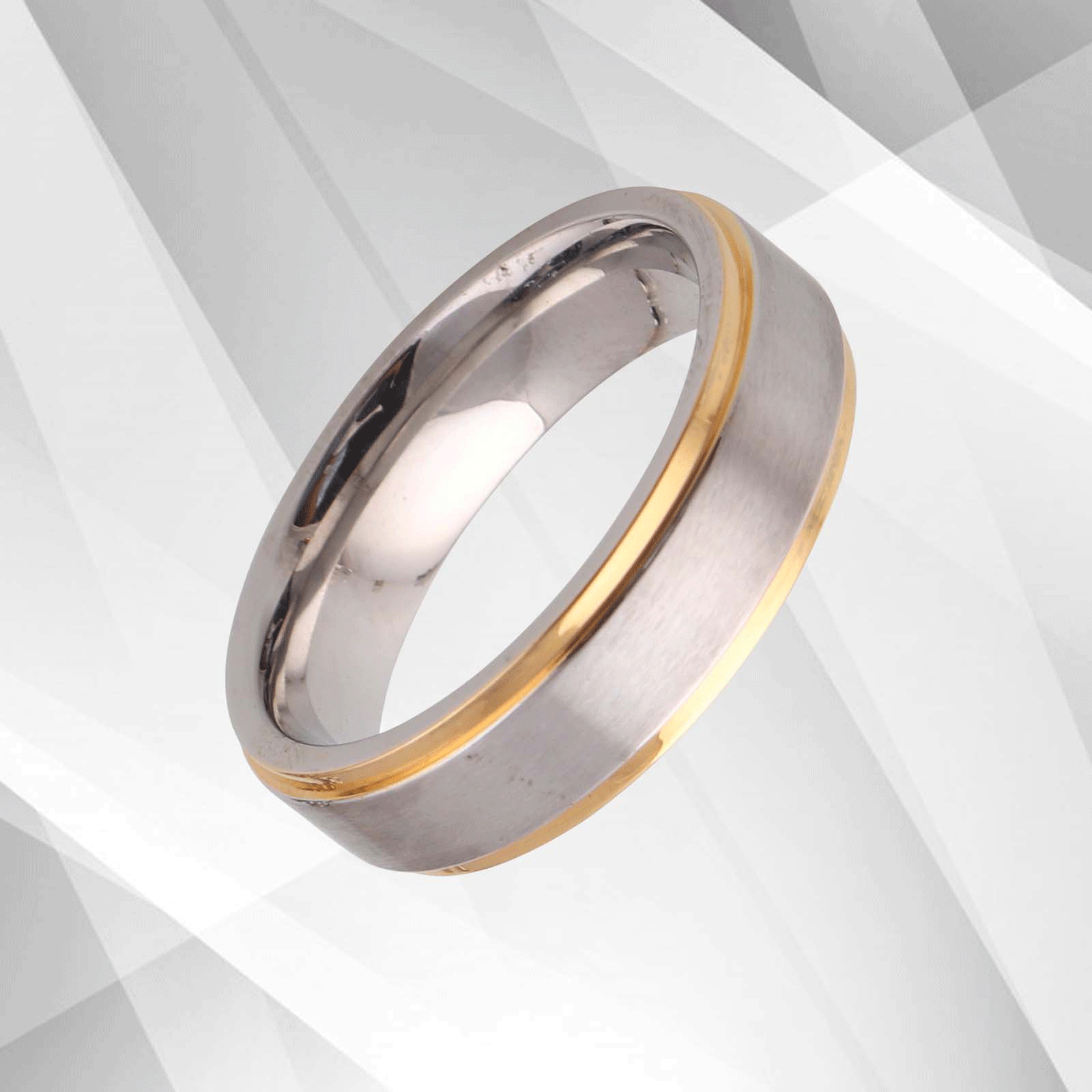 6mm Mens Gents Titanium Engagement Wedding Ring 18Ct Yellow &amp; White