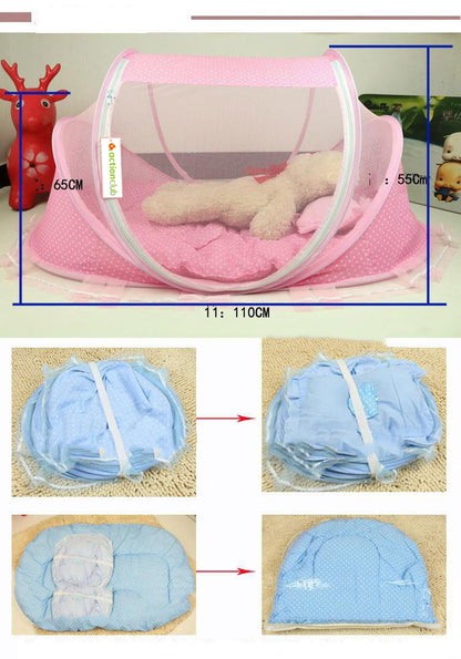 Opvouwbaar babybednet met kussennet, set van 2 stuks