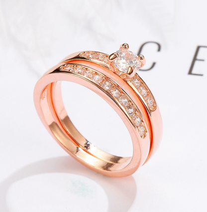 Roségouden ring met diamanten