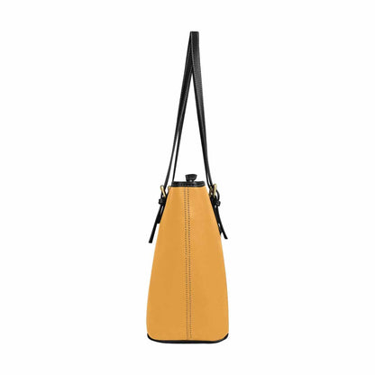 Large Leather Tote Shoulder Bag - Yellow Orange