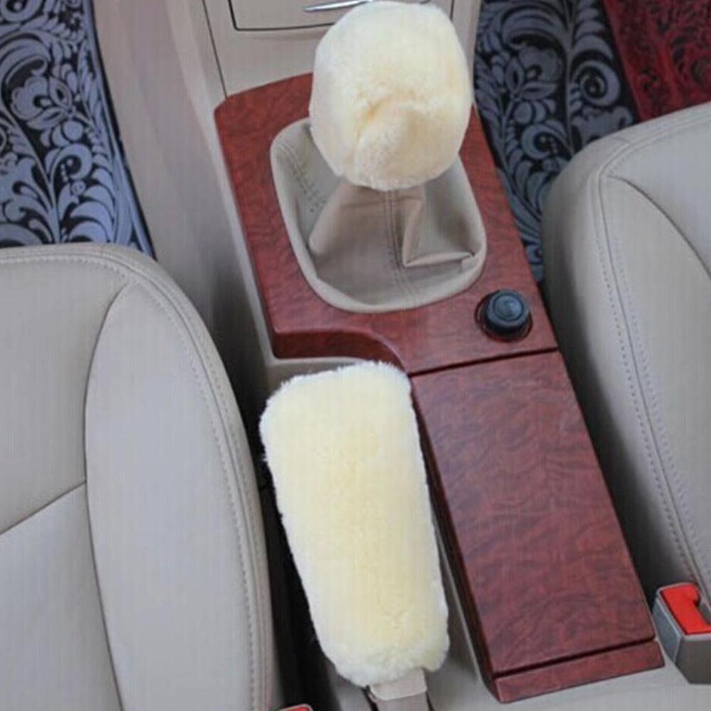 Universal Steering-wheel Plush Car Steering Wheel Covers Winter Faux fur Hand Brake &amp; Gear Cover Set Car Interior Accessories