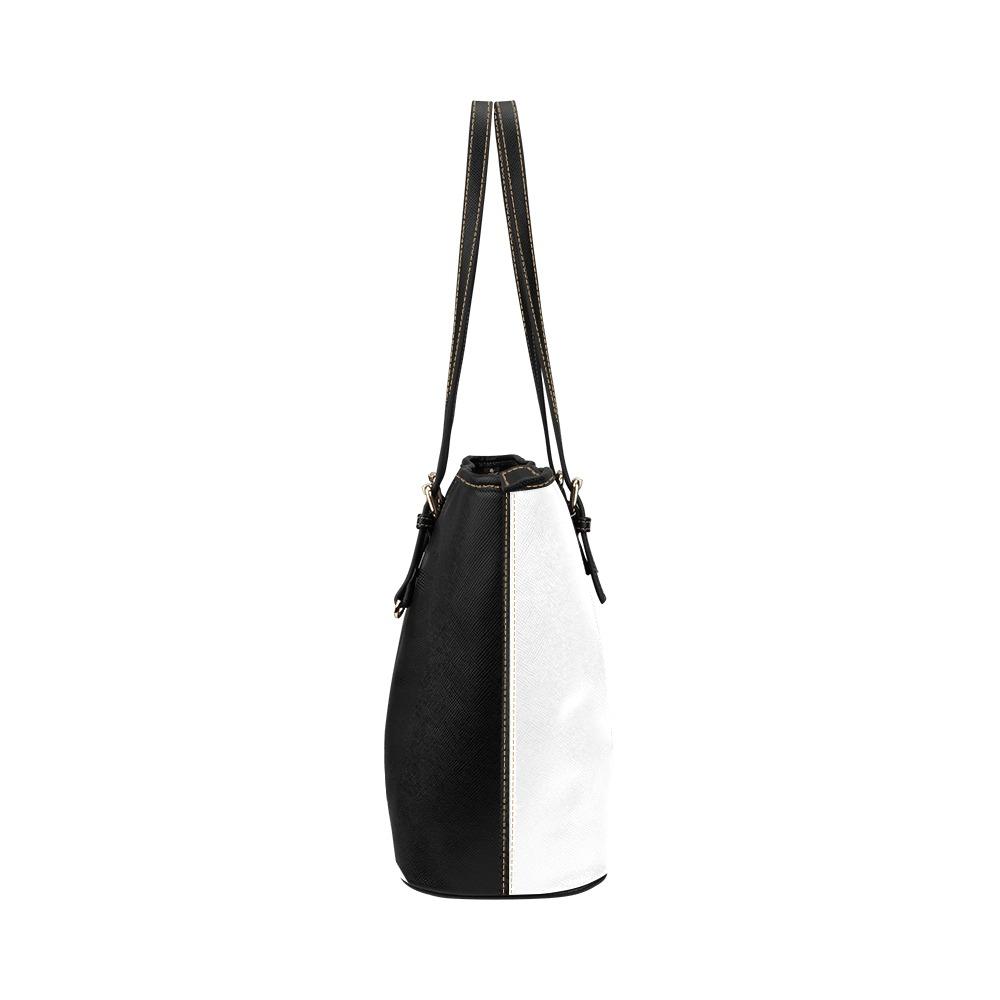 Large Leather Tote Shoulder Bag - Black And White   B6008399