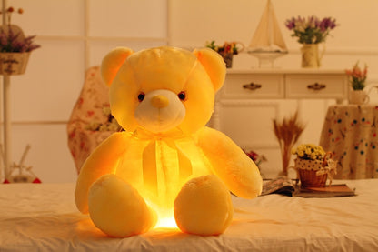 Creatieve oplichtende LED-teddybeer knuffels knuffel kleurrijk gloeiend kerstcadeau voor kinderkussen