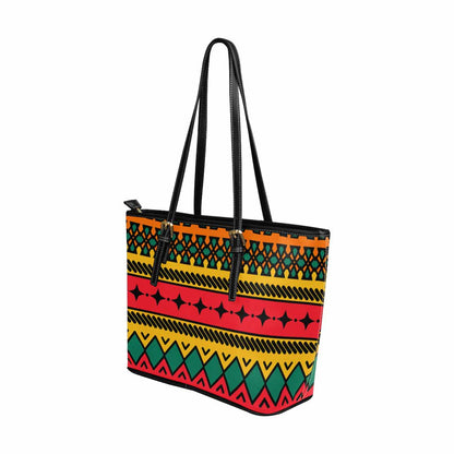 Large Leather Tote Shoulder Bag - Bohemian Multicolor Illustration