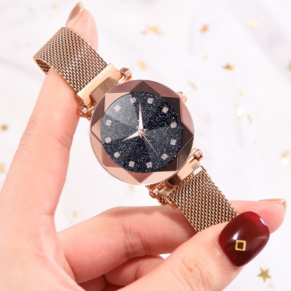 Ladies Magnetic Starry Sky Clock Luxury Women Watches Fashion Diamond Female Quartz Wristwatches Relogio Feminino Zegarek Damski