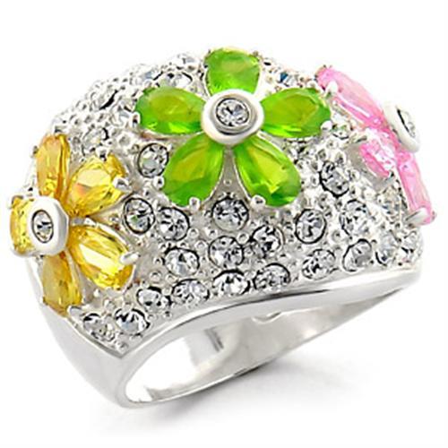 34015 - High-Polished 925 Sterling Silver Ring with AAA Grade CZ  in M