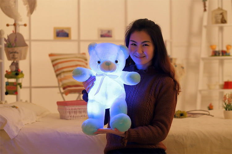 Creatieve oplichtende LED-teddybeer knuffels knuffel kleurrijk gloeiend kerstcadeau voor kinderkussen