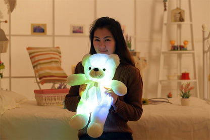 Creatieve oplichtende LED-teddybeer knuffels knuffel kleurrijk gloeiend kerstcadeau voor kinderkussen