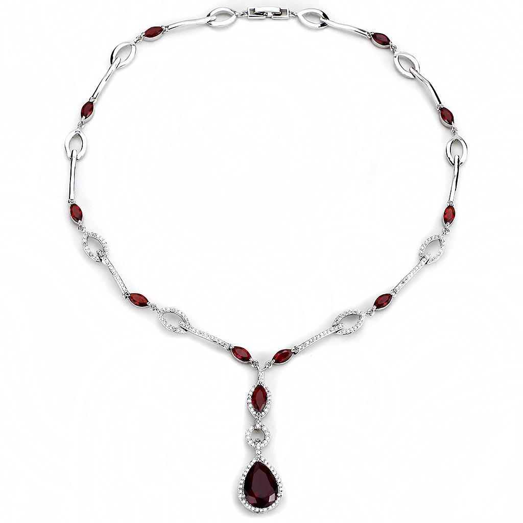 3W1423 - Rhodium Brass Jewelry Sets with Synthetic Synthetic Glass in