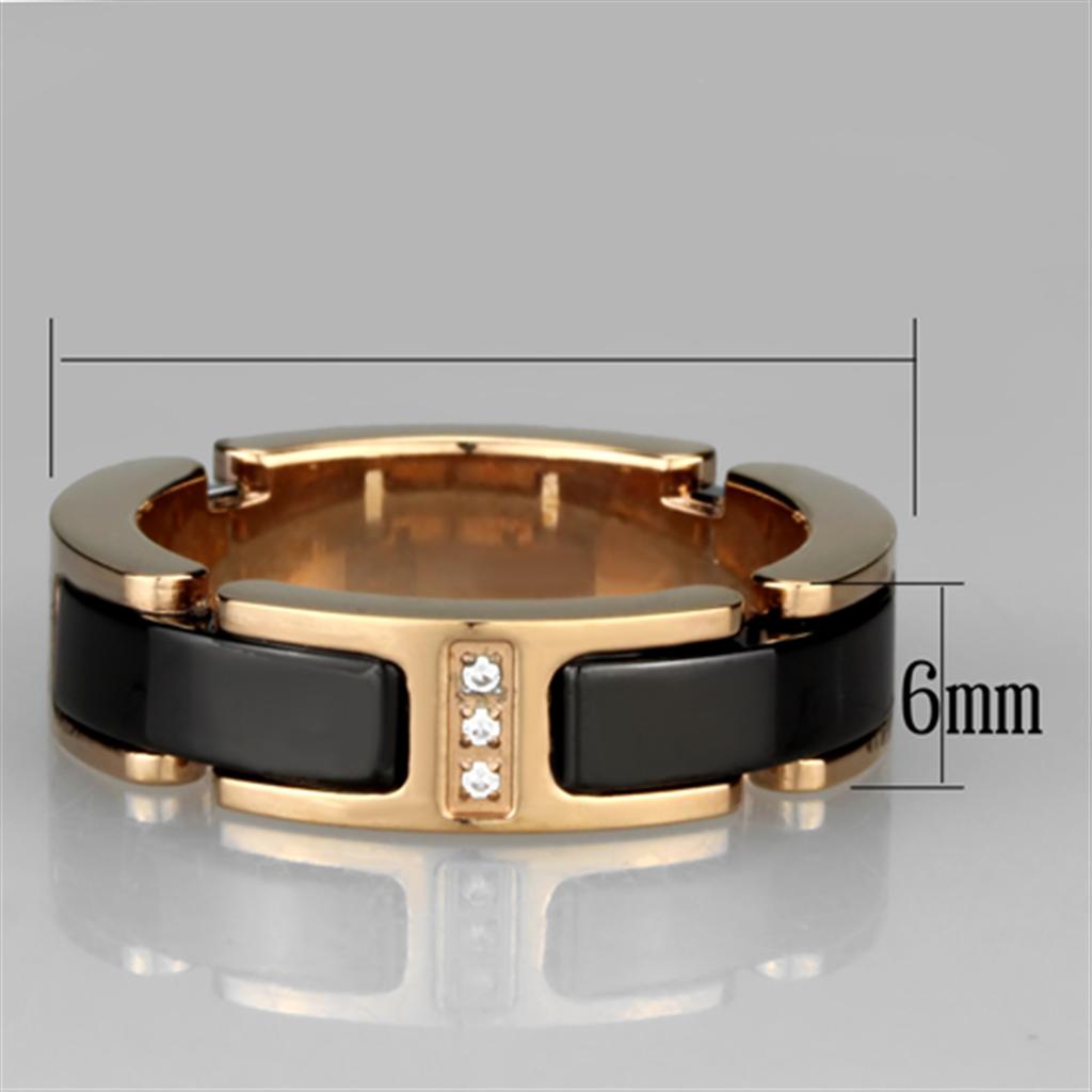 3W964 - IP Rose Gold(Ion Plating) Stainless Steel Ring with Ceramic  i